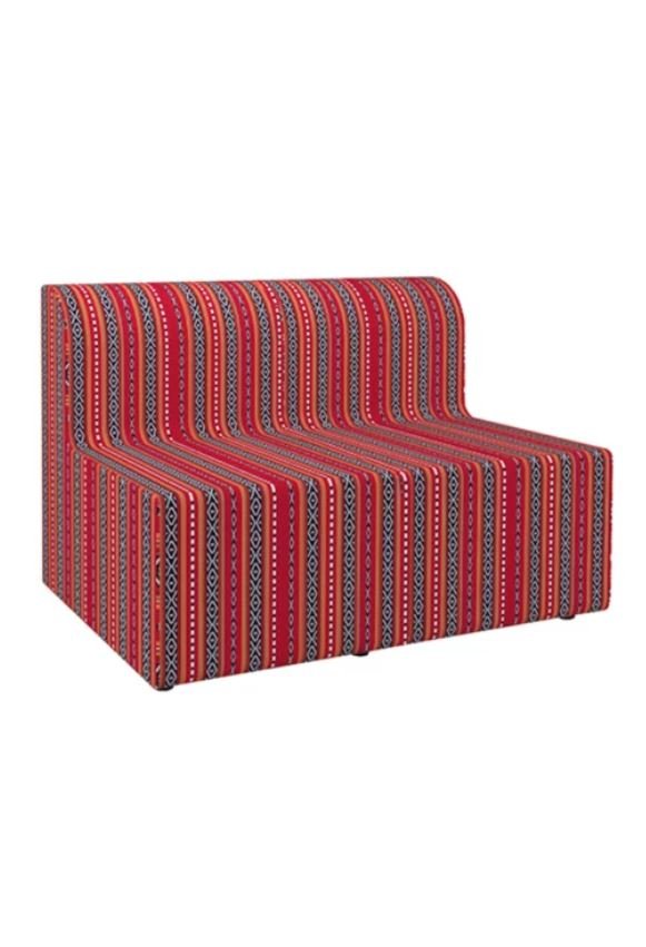 red color two seater sofa side view