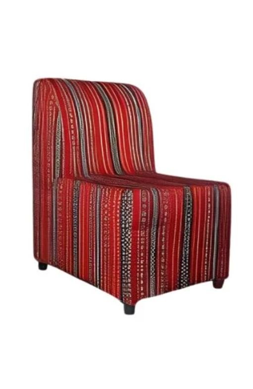 red color single seater sofa side view