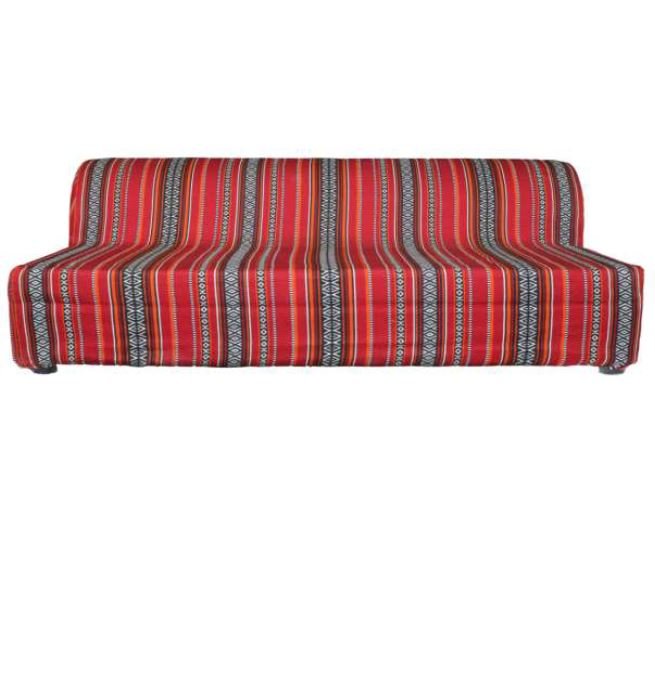 red color three seater sofa front view