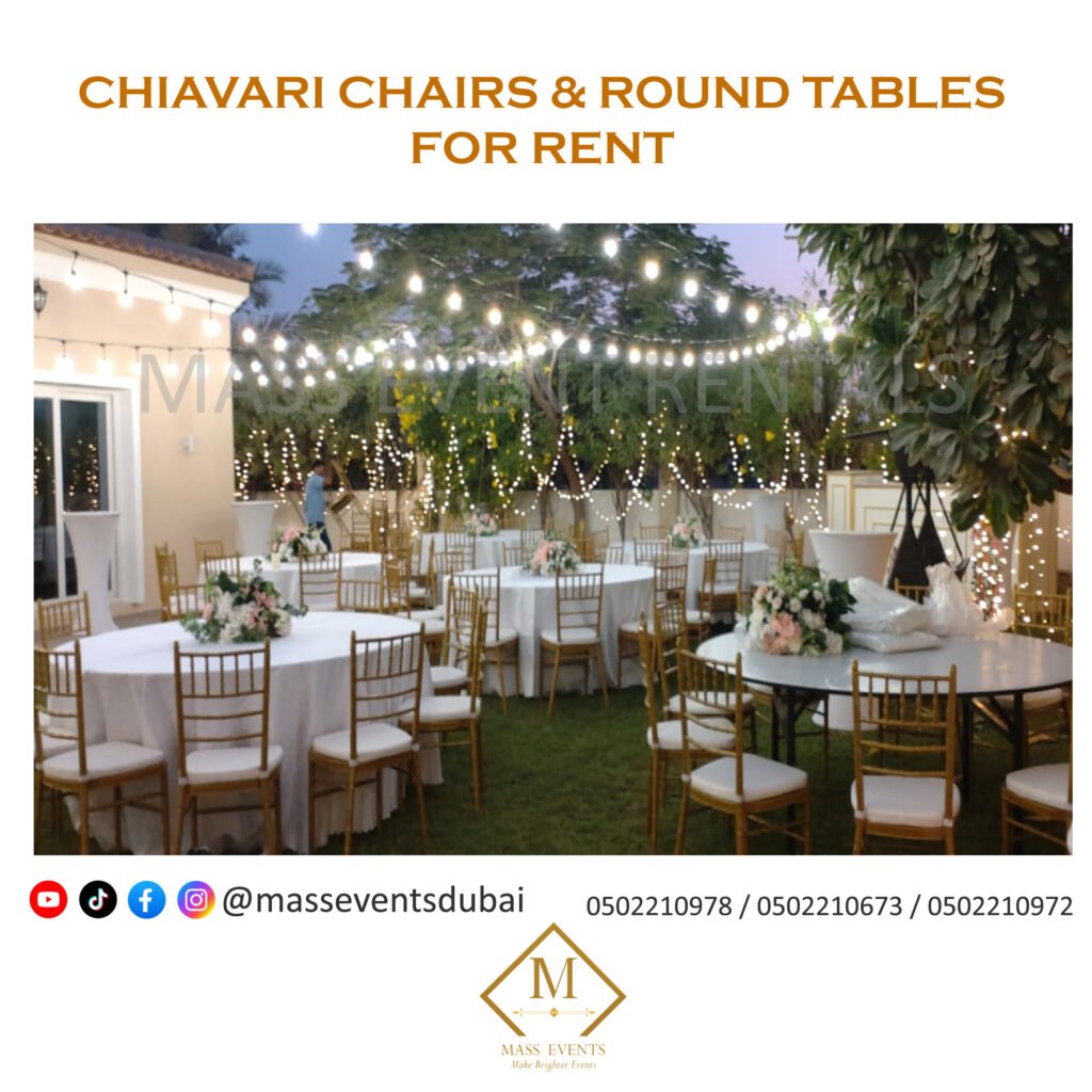 Banquet table and chair rentals in Dubai for weddings and parties