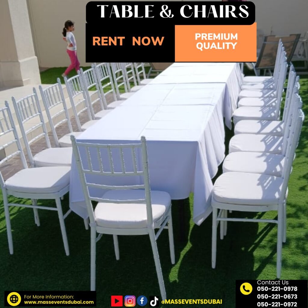 Another dinner party in villa with chairs and tables