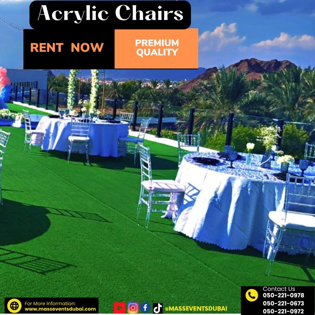 Elegant round banquet table setup with chairs at UAE event