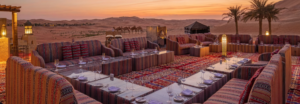 iftar tables and seatings in a desert