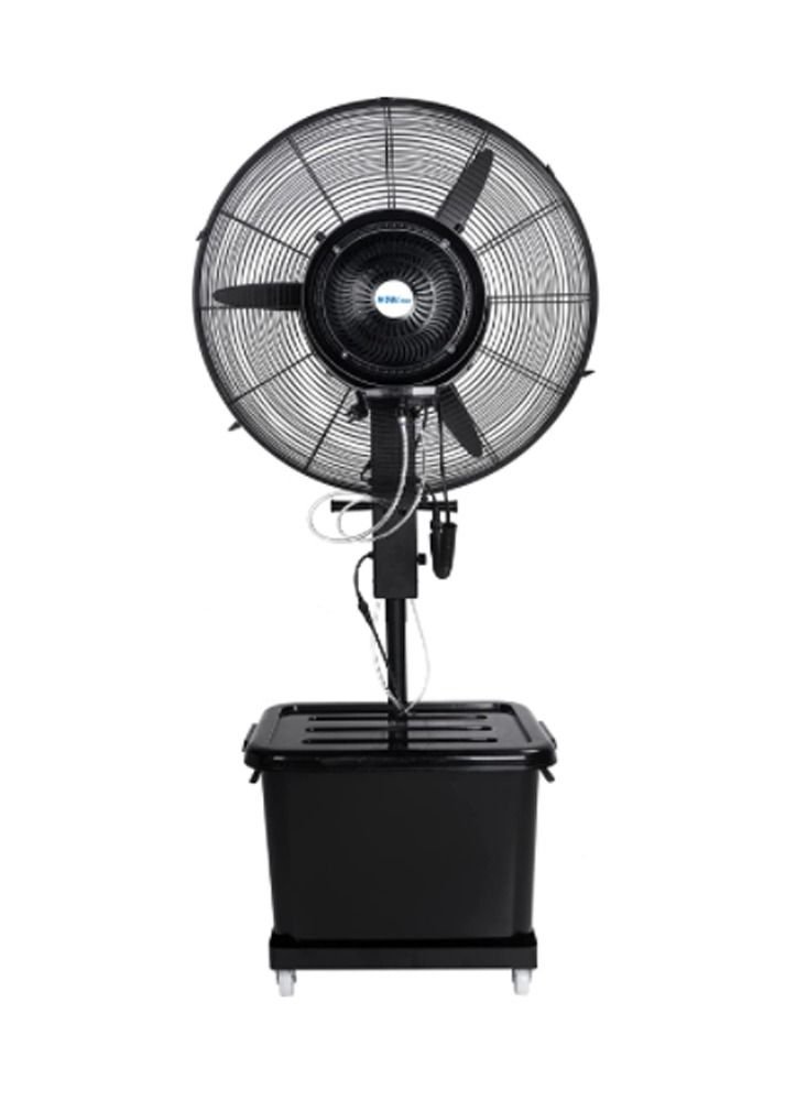 a black standing fan